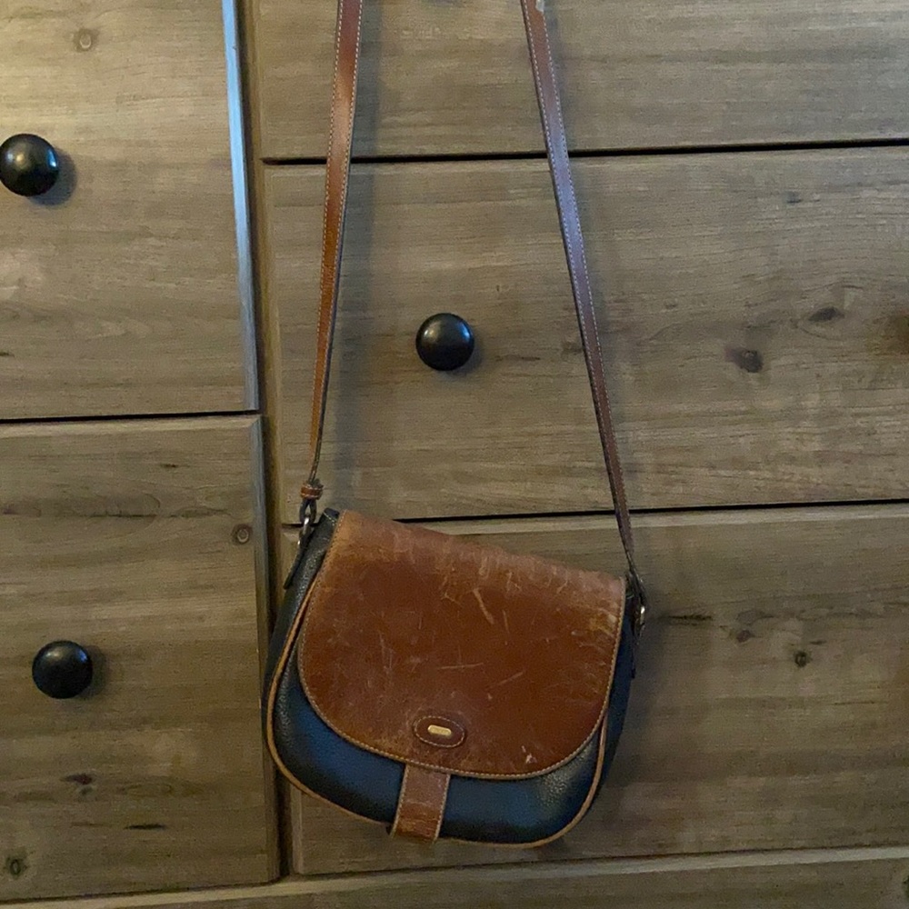 Brown and black purse
